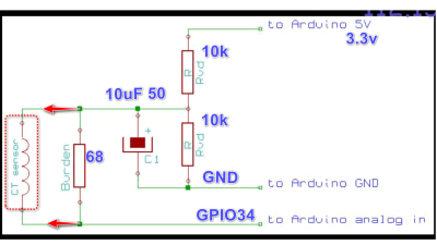 CT CLAMP 50A /50mA  전력량 50W측정 용  ESP32 BASIC 으로 ESPHOME  구성